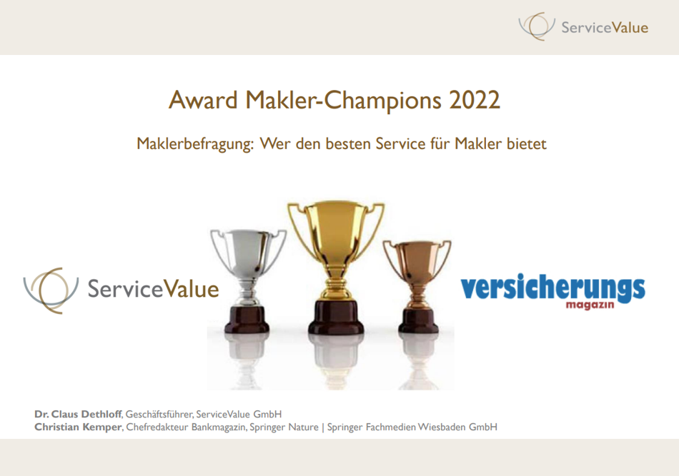 Zweifaches Gold für die vfm-Gruppe beim Makler-Champion 2022